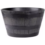 Műanyag virágcserép, Strend Pro Garden Woodeff, barna, átmérő: 39 cm, magasság: 23 cm, hordó formájú, 18,5 l, fahatású, kerek