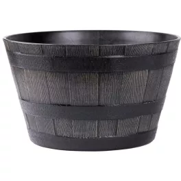   Műanyag virágcserép, Strend Pro Garden Woodeff, barna, átmérő: 39 cm, magasság: 23 cm, hordó formájú, 18,5 l, fahatású, kerek