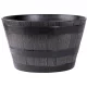 Műanyag virágcserép, Strend Pro Garden Woodeff, barna, átmérő: 39 cm, magasság: 23 cm, hordó formájú, 18,5 l, fahatású, kerek
