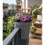 Virágcserép Strend Pro Modern Railing, korlátra, 25,5x28 cm, szürke