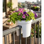 Virágcserép Strend Pro Modern Railing, korlátra, 25,5x28 cm, fehér