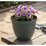 Műanyag virágcserép, Strend Pro Garden, zöld, átmérő: 30 cm, magasság: 25 cm, 10 l, fémhatású, kerek