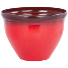  Műanyag virágcserép, Strend Pro Garden, piros, átmérő: 38 cm, magasság: 28,5 cm, 15 l, mázas hatású, kerek