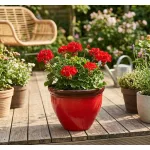 Műanyag virágcserép, Strend Pro Garden, piros, átmérő: 38 cm, magasság: 28,5 cm, 15 l, mázas hatású, kerek