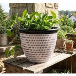 Műanyag virágcserép, Strend Pro Garden Marble, barna, átmérő: 37 cm, magasság: 30 cm, márványhatású, 19,5 l, kerek