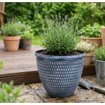 Műanyag virágcserép, Strend Pro Garden Marble, kék, átmérő: 37 cm, magasság: 30 cm, márványhatású, 19,5 l, kerek