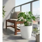 Műanyag virágcserép, Strend Pro Garden Stone, fehér, átmérő: 35 cm, magasság: 35 cm, pöttyökkel, betéttel, 24 l, kőhatású, kerek