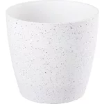 Műanyag virágcserép, Strend Pro Garden Stone, fehér, átmérő: 28 cm, magasság: 26 cm, pöttyökkel, betéttel, 11 l, kőhatású, kerek