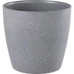 Műanyag virágcserép, Strend Pro Garden Stone, szürke, átmérő: 28 cm, magasság: 26 cm, pöttyökkel, betéttel, 11 l, kőhatású, kerek