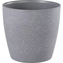   Műanyag virágcserép, Strend Pro Garden Stone, szürke, átmérő: 28 cm, magasság: 26 cm, pöttyökkel, betéttel, 11 l, kőhatású, kerek