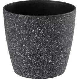   Virágcserép Strend Pro Stone, 23x20,5 cm, fekete, kő hatású
