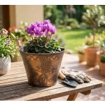 Virágcserép Strend Pro Flower, 24,5x19,3 cm, arany, fémes hatású