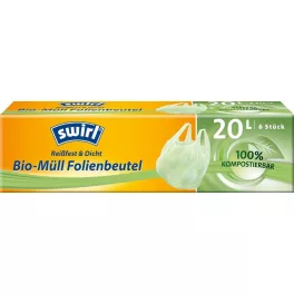   Zsákok Swirl BIO, komposztálható, hulladékhoz, fülekkel, 20 literes, csomag 6 db