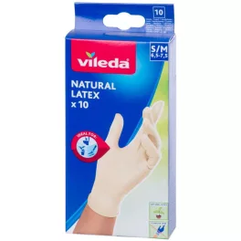 Kesztyű Vileda Natural Latex, S/M, 10 db/csomag