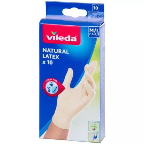 Kesztyű Vileda Natural Latex, M/L, 10 db/csomag