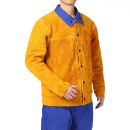   Hegesztő kabát, Strend Pro Industrial, sárga, méret: XL, 98% marhabőr, 2% lángálló szövet, 2. védelmi osztály (3134116)