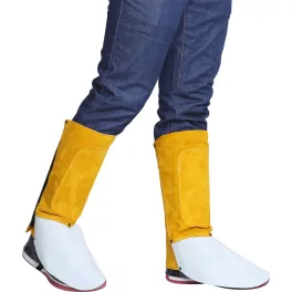   Hegesztő lábszárvédő, Strend Pro Industrial, sárga/fehér, 30 cm, 93% marhabőr, tépőzáras, 2. védelmi osztály, 1 pár (3134123)