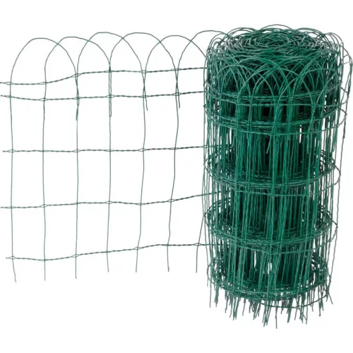 PVC bevonatos kerítésháló, Strend Pro Garden Gardenet, zöld, 65 cm x 25 m, szemméret: 150 x 90 mm, PVC bevonatos acélhuzal, négyszögletű, dekoratív felső kialakítás