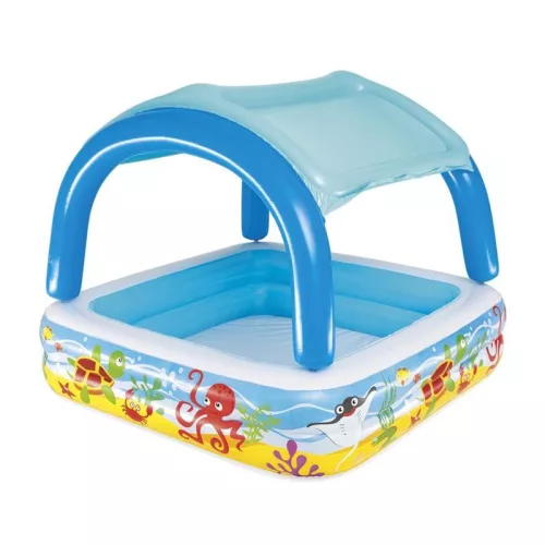 BESTWAY, 52192 medence, Coral reef, felfújható gyermekmedence tetővel, 1,47 x 1,47 x 1,22 m