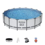 BESTWAY Steel Pro Max csővázas medence szett, 488 x 122 cm, papírszűrős, létrával, takaróponyvával (5612Z)