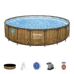 BESTWAY Power Steel csővázas medence szett, 549 x 122 cm, papírszűrővel, létrával, takaróponyvával, ChemConnect adagolóval (56977)