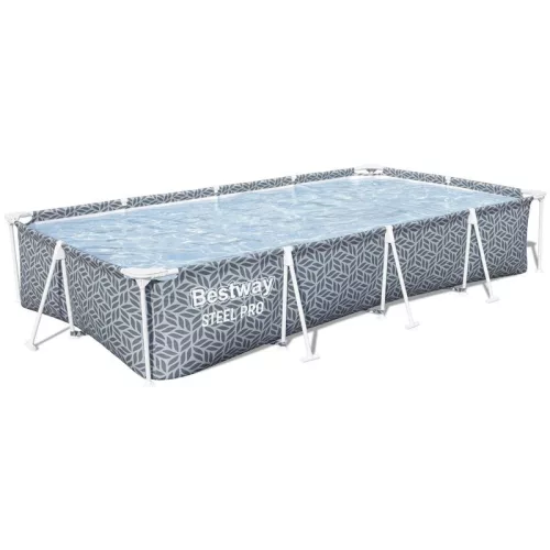 BESTWAY Steel Pro csővázas medence, 366 × 201 × 66 cm, tartozékok nélkül, téglalap alakú, leeresztőszeleppel (561FT)