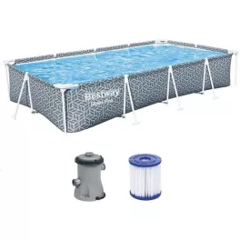  BESTWAY Steel Pro csővázas medence szett, 366 × 201 × 66 cm, papírszűrős, leeresztőszeleppel (561FV)