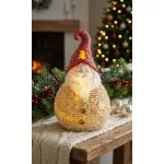 Figura MagicHome Karácsonyi, Mikulás kerek kicsi, LED, polirezin, 19,5 cm