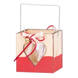   MagicHome Woodeco karácsonyi dekoráció, lámpás pohárral, 8 x 8 cm