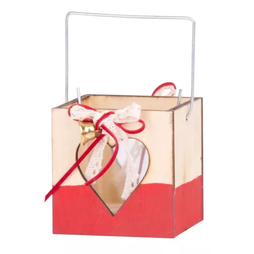 MagicHome Woodeco karácsonyi dekoráció, lámpás pohárral, 8 x 8 cm