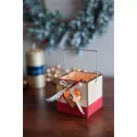 MagicHome Woodeco karácsonyi dekoráció, lámpás pohárral, 8 x 8 cm