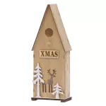Dísz MagicHome karácsonyi Woodeco, Madáretető, 3 LED, 12x7x32 cm