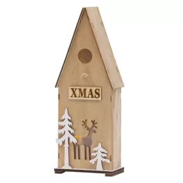   Dísz MagicHome karácsonyi Woodeco, Madáretető, 3 LED, 12x7x32 cm