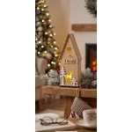 Dísz MagicHome karácsonyi Woodeco, Madáretető, 3 LED, 12x7x32 cm