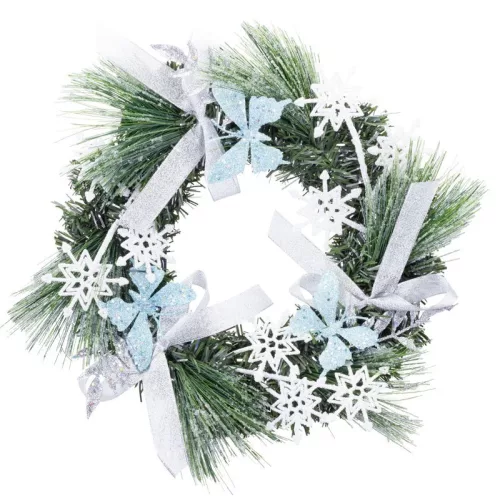 Koszorú MagicHome, karácsonyi, természetes, masnikkal és pillangókkal, 35 cm