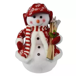   MagicHome karácsonyi dekoráció, hóember sítalppal, 30 cm