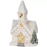 MagicHome karácsonyi dekoráció, Templom, 3 sárga LED, 2xAAA, 17 x 11 x 27 cm