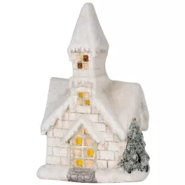  MagicHome karácsonyi dekoráció, Templom, 3 sárga LED, 2xAAA, 17 x 11 x 27 cm