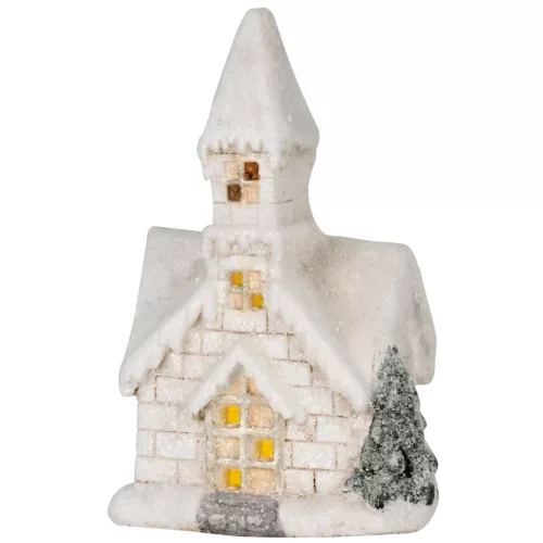 MagicHome karácsonyi dekoráció, Templom, 3 sárga LED, 2xAAA, 17 x 11 x 27 cm