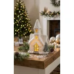MagicHome karácsonyi dekoráció, Templom, 3 sárga LED, 2xAAA, 17 x 11 x 27 cm