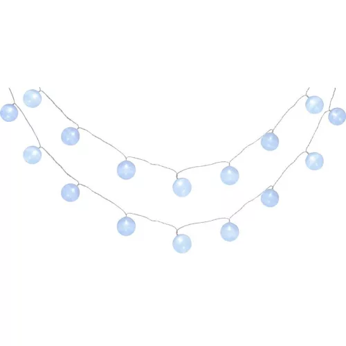 LED fényfüzér, MagicHome Vianoce Cottonball, 3 m, 16 db LED, hidegfehér, IP20, 230 V adapterrel