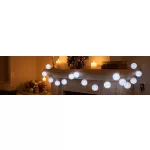 LED fényfüzér, MagicHome Vianoce Cottonball, 3 m, 16 db LED, hidegfehér, IP20, 230 V adapterrel