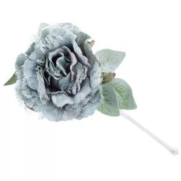   Virág MagicHome, bazsarózsa levéllel, zöld, szár, virágméret: 12 cm, virághossz: 23 cm, 6 db-os csom