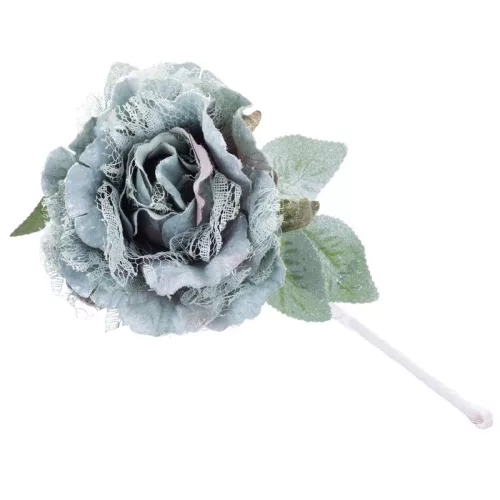 Virág MagicHome, bazsarózsa levéllel, zöld, szár, virágméret: 12 cm, virághossz: 23 cm, 6 db-os csom
