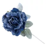 Virág MagicHome, bazsarózsa levéllel, kék, szár, virágméret: 12 cm, virághossz: 23 cm, 6 db-os csoma