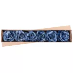 Virág MagicHome, bazsarózsa levéllel, kék, szár, virágméret: 12 cm, virághossz: 23 cm, 6 db-os csoma