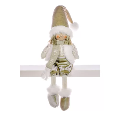 MagicHome karácsonyi dekoráció, aranyba öltözött kisfiú, 33 cm