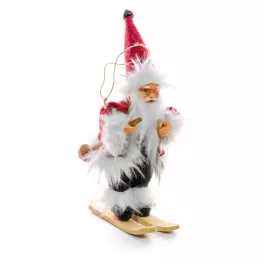  MagicHome karácsonyi dekoráció, Mikulás sítalpon 2, függeszthető, 18 cm