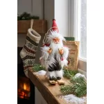 MagicHome karácsonyi dekoráció, Mikulás sítalpon 2, függeszthető, 18 cm