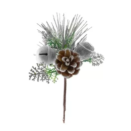 Ág MagicHome Karácsony, csengővel, ezüst, 20 cm
